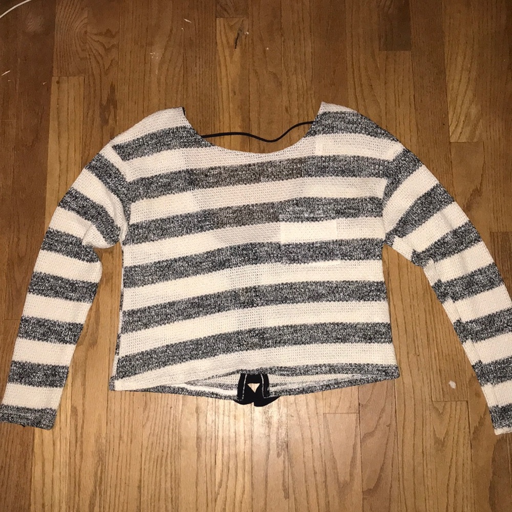 Cropped Striped Sweater with Bows